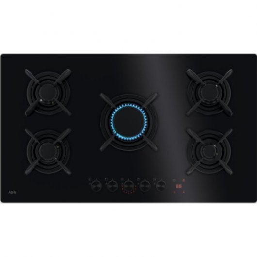 AEG HKB95453NB Serie 8000 Flamelight Placa a Gás 5 Zonas 90cm Preta