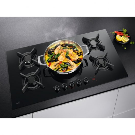 AEG HKB95453NB Serie 8000 Flamelight Placa a Gás 5 Zonas 90cm Preta