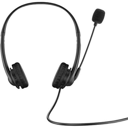 Auriculares HP G2 com cabo USB, microfone com cancelamento de ruído, conforto escritório, preto