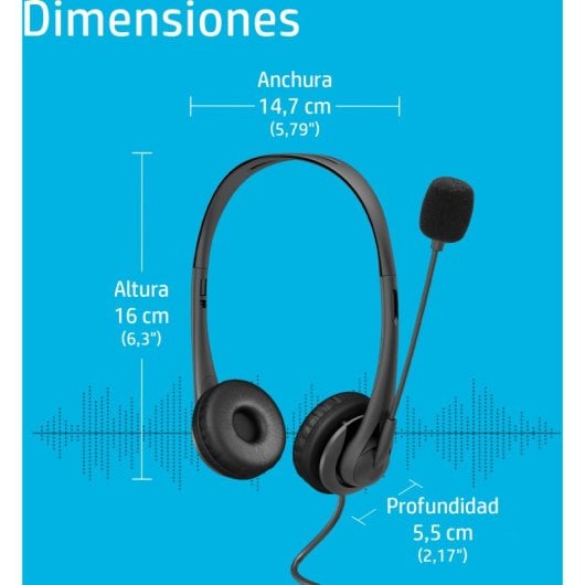 HP G2 Auriculares Estéreo USB con micrófono, cancelación de ruido, cómodos para llamadas, Negro