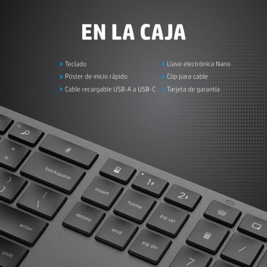 HP 975 Teclado Inalámbrico Bluetooth/USB con Batería Recargable Negro