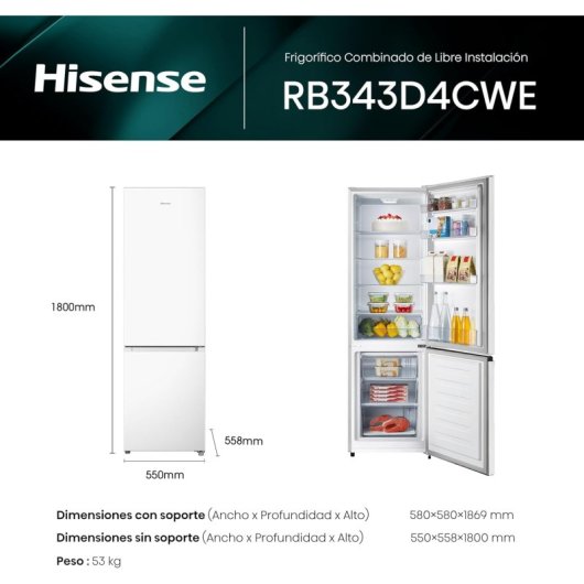 Hisense RB343D4CWE Frigorífico Combi E Blanco