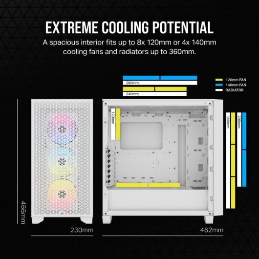 Corsair 3000D RGB AIRFLOW Cristal Templado USB 3.2 Blanca