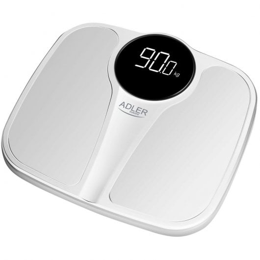 Adler Ad8172w Báscula De Baño Digital, Alta Precisión 180kg, Pantalla Led Apagado Automático, Antide