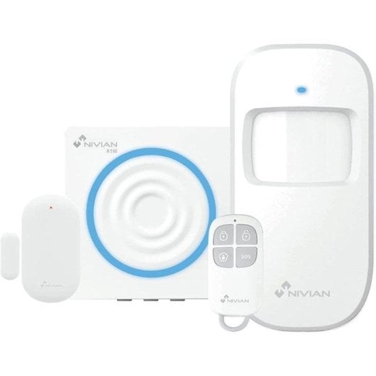 Alarme Nivian NVS-ALARM1-W Wi-Fi Sans Fil Kit Détecteur Mouvement Intérieur App TUYA