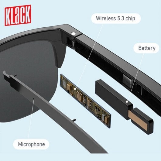 Klack Smart Glasses Stereo Gafas Inteligentes Anti-UV con Doble Altavoz