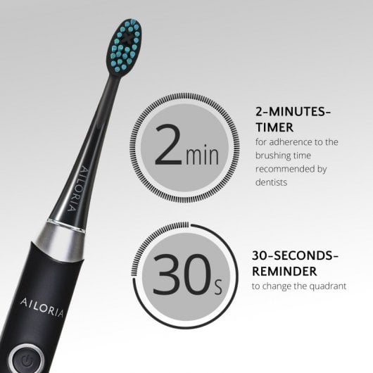 Ailoria SHINE BRIGHT Adulte Brosse à dents à ultrasons Noir, Bleu