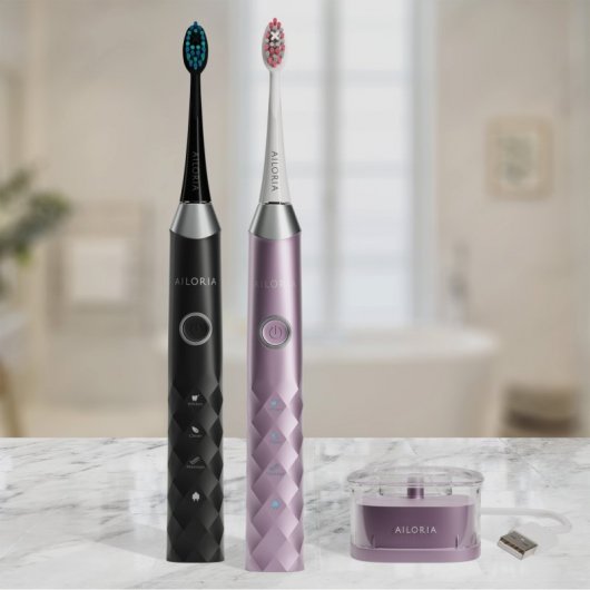 Ailoria SHINE BRIGHT Adulte Brosse à dents à ultrasons Noir, Bleu