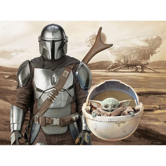 Prime 3D Puzzle Lenticular The Mandalorian Mando y Grogu en Cochecito 500 Piezas
