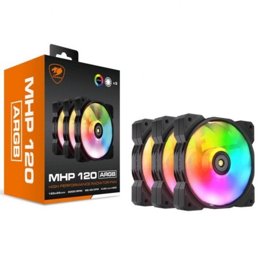 COUGAR Gaming CF-MHP12HB3-RGB Case per computer Raffreddatore d'aria 12 cm Nero, Bianco 3 pz