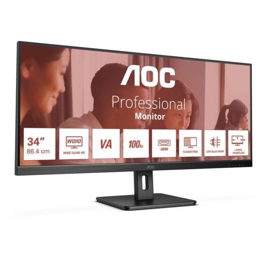 Écran PC AOC U34E2M 34" UltraWide QHD 100Hz VA Plat Multitâche