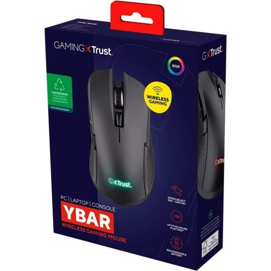 Mouse da gioco wireless Trust GXT 923W YBAR 7200 DPI nero