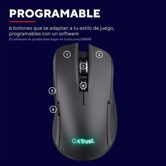 Mouse da gioco wireless Trust GXT 923W YBAR 7200 DPI nero