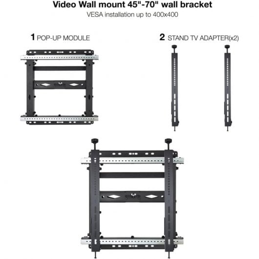 TooQ TQVW4571T Supporto video a parete per TV 45"-70" VESA 600x400 Max 70Kg