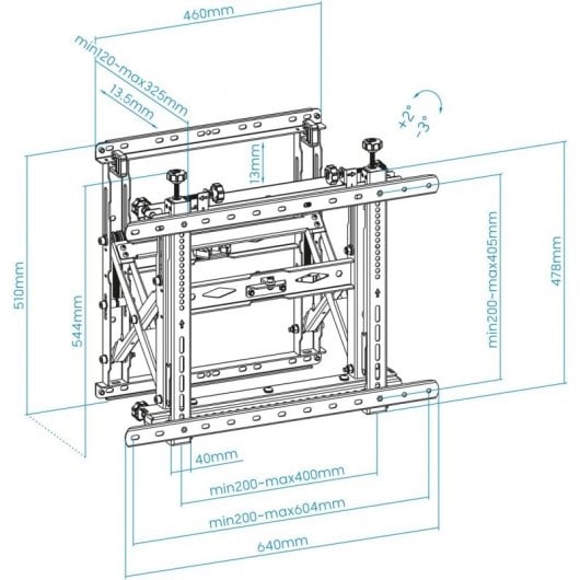TooQ TQVW4571T Supporto video a parete per TV 45"-70" VESA 600x400 Max 70Kg