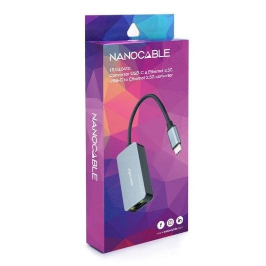 Nanocable USB-C 3.2 Gen1 auf Ethernet 2.5G Adapter Aluminium Grau 15cm