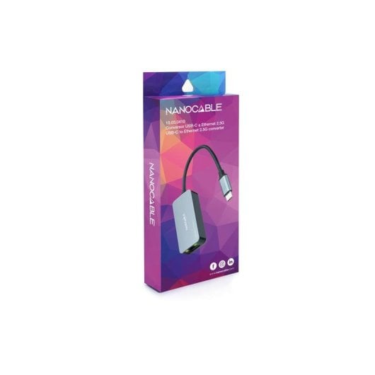Nanocable USB-C 3.2 Gen1 auf Ethernet 2.5G Adapter Aluminium Grau 15cm