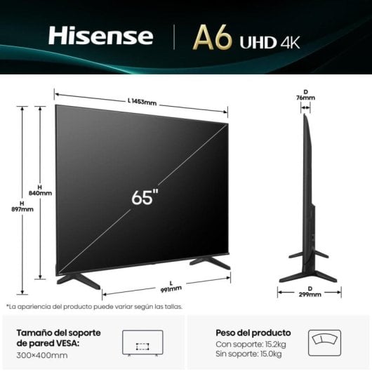 Hisense 65A6K 65" LED UltraHD 4K HDR10+