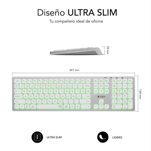 Subblim Master Teclado Inalámbrico Multidispositivo Retroiluminado Plata/Blanco