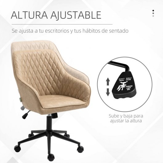 Vinsetto Silla de Oficina Cuero PU Altura Ajustable Marrón