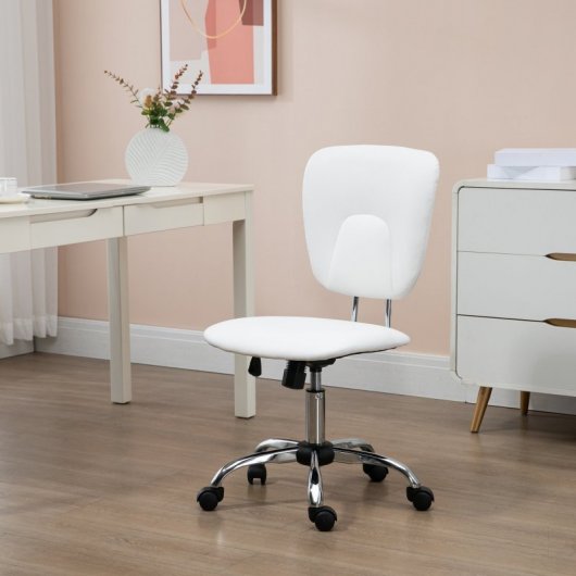 Vinsetto Silla de Oficina Altura Ajustable Inclinable Blanca