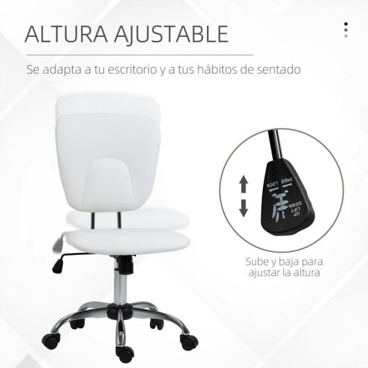 Vinsetto Silla de Oficina Altura Ajustable Inclinable Blanca