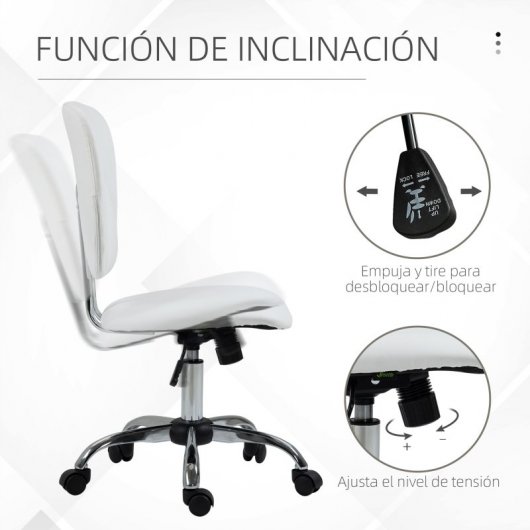 Vinsetto Silla de Oficina Altura Ajustable Inclinable Blanca