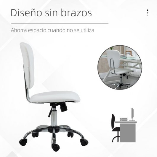 Vinsetto Silla de Oficina Altura Ajustable Inclinable Blanca