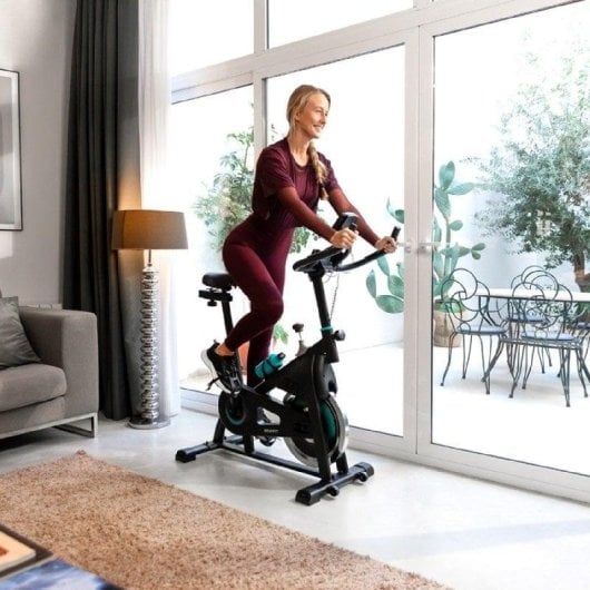 Bicicleta Indoor Cecotec Drumfit Indoor 10000 Teseo Volante 10kg LCD Suporte Dispositivos