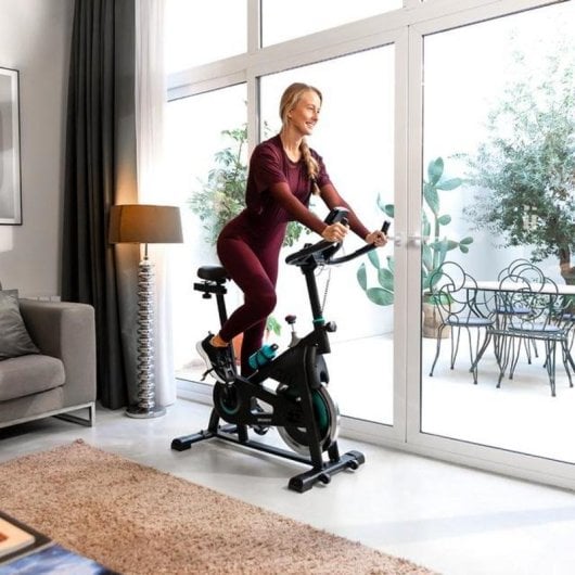 Bicicleta Indoor Cecotec Drumfit Indoor 10000 Teseo Volante 10kg LCD Suporte Dispositivos