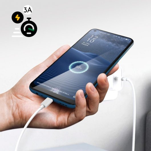Oppo Cable USB a USB-C Original de 3a de Carga Rápida y Segura 1m Blanco