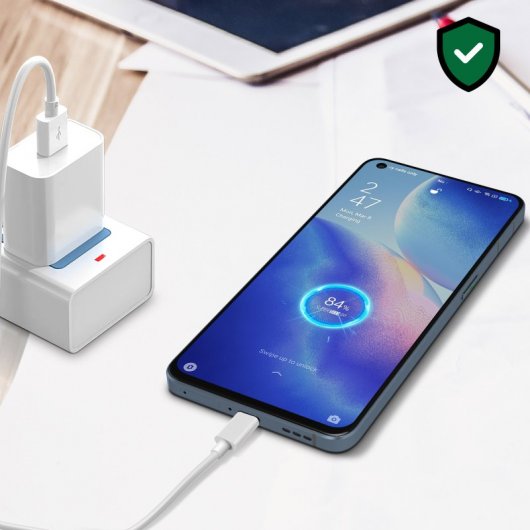 Oppo Cable USB a USB-C Original de 3a de Carga Rápida y Segura 1m Blanco