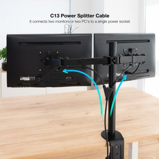 Nanocable Cable de Alimentación Schuko CEE7/7 Macho a 2xC13 Hembra 1.8m Negro