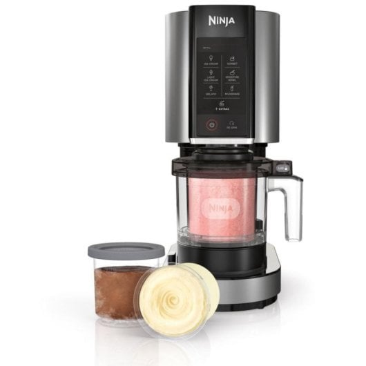 Heladeira Ninja NC300EU 800W 1,4L 3 Taças Preto Prata Preparação de Gelado Vegano e Sorvete