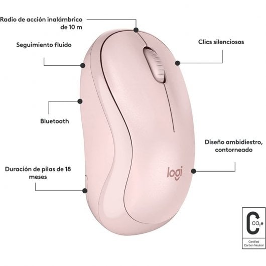 Mouse Bluetooth silenzioso Logitech M240 rosa