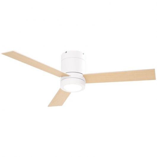 Homcom Ventilador de Techo con Luz y Mando 48W 112cm 3 Aspas Blanco/Madera