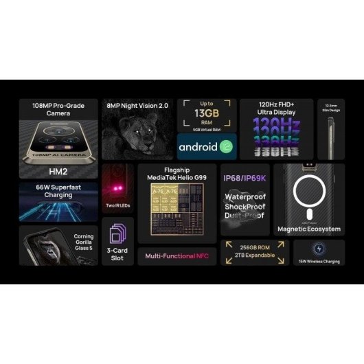 Ulefone Armor 17 Pro 4G 8GB 256GB 6.58" Negro