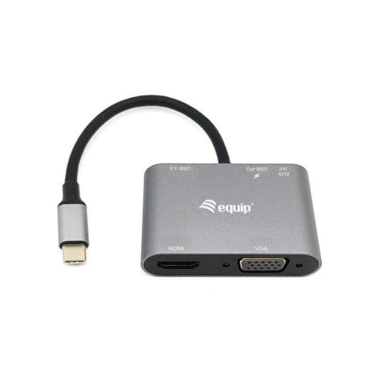 Adaptateur USB-C Equip 133483 5-en-1 HDMI 4K VGA USB 3.0 PD 100W Noir