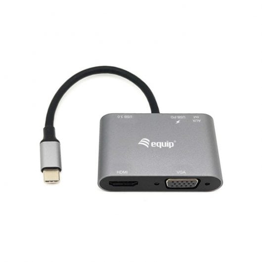 Equip Adaptador USB-C 5 en 1 HDMI 4K/VGA/USB 3.0/USB-C Negro