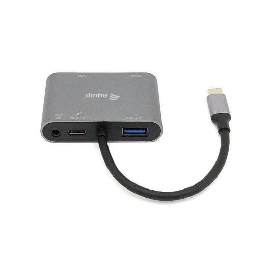 Adaptateur USB-C Equip 133483 5-en-1 HDMI 4K VGA USB 3.0 PD 100W Noir