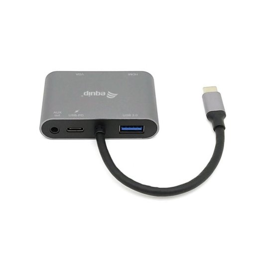 Adaptateur USB-C Equip 133483 5-en-1 HDMI 4K VGA USB 3.0 PD 100W Noir