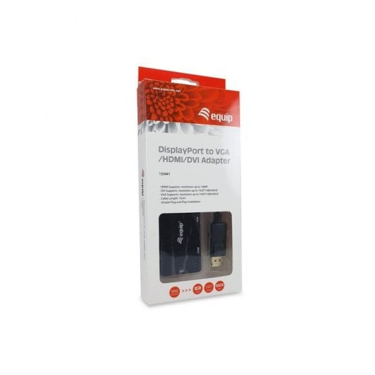 Equip Adaptateur DisplayPort vers VGA/HDMI/DVI 15 cm Noir