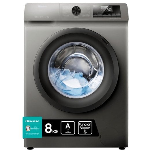 Hisense WFQP8014EVMT Lavadora Carga Frontal 8Kg A Acero Inoxidable