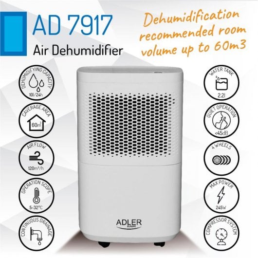 Adler AD 7917 desumidificador 2,2 l 45 dB 200 W Branco