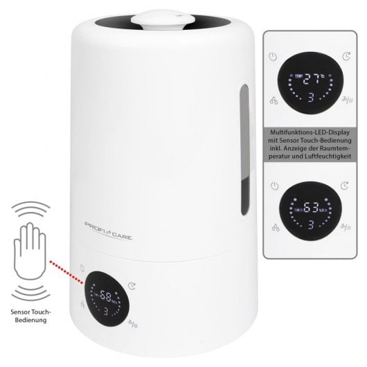 Humidificateur à ultrasons Proficare LB 3077 avec diffuseur d'huiles essentielles et télécommande 5L