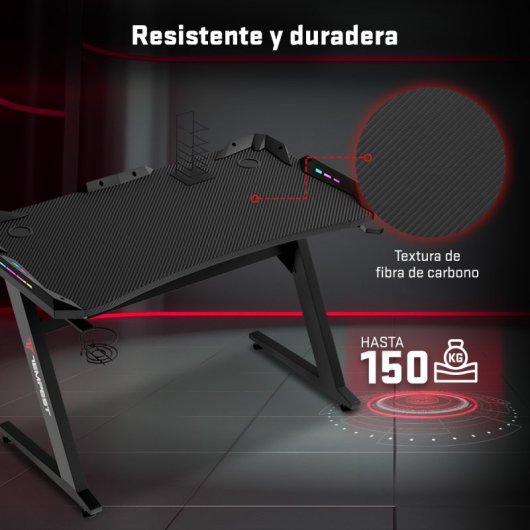 Tempest Safezone Mesa Gaming 120x66cm RGB Negra