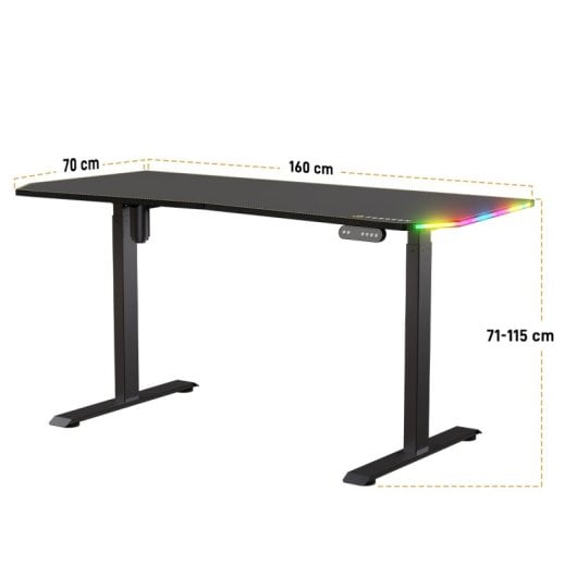 Forgeon Battleground Mesa Gaming Regulable en Altura con Motor 160x70cm RGB Negra