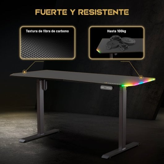Forgeon Battleground Mesa Gaming Regulable en Altura con Motor 160x70cm RGB Negra