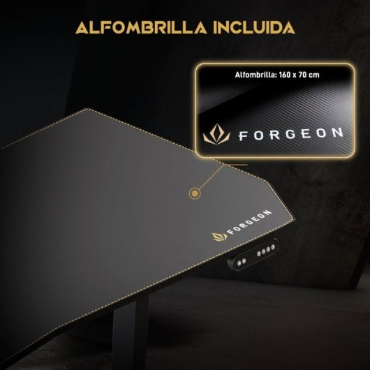 Forgeon Battleground Mesa Gaming Regulable en Altura con Motor 160x70cm RGB Negra