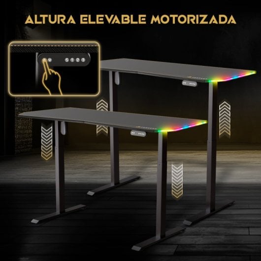 Forgeon Battleground Mesa Gaming Regulable en Altura con Motor 160x70cm RGB Negra